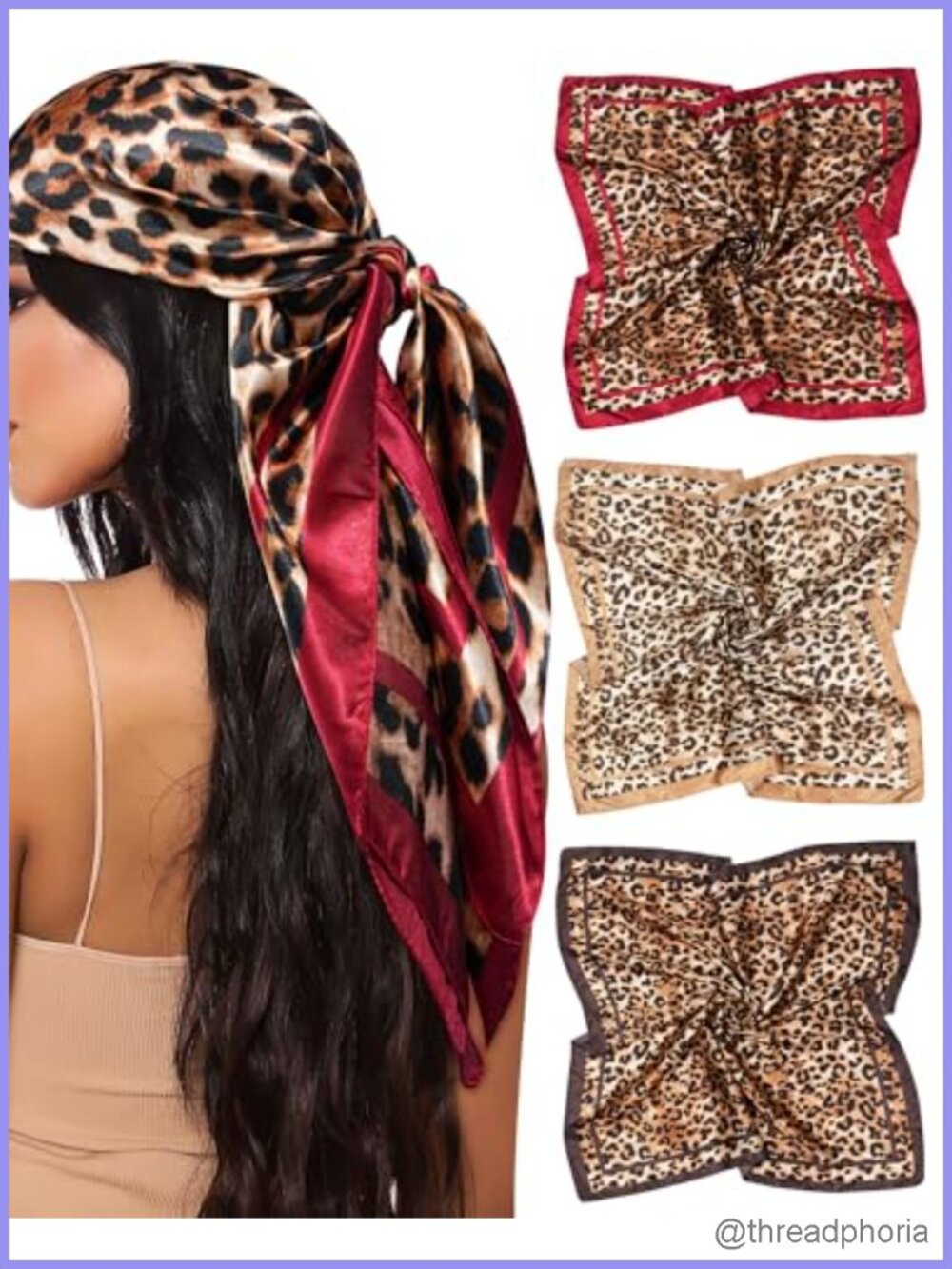 3 Pack Satin Square Head Scarf 35x35 100% Polyester Women Hair Wrap Bandana